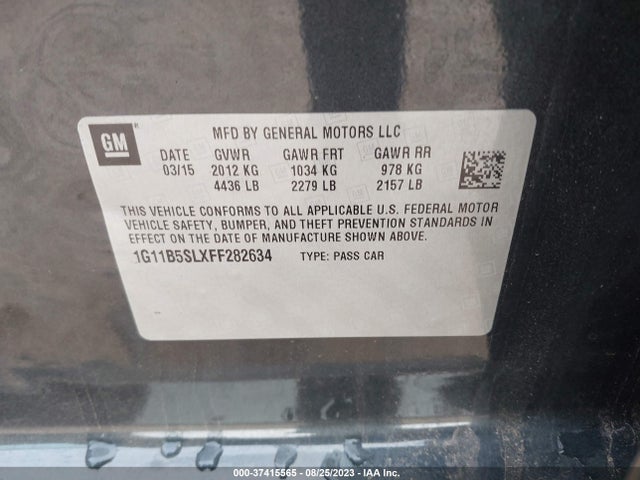 Chevrolet MALIBU LS 2015 1G11B5SLXFF282634 Image 9