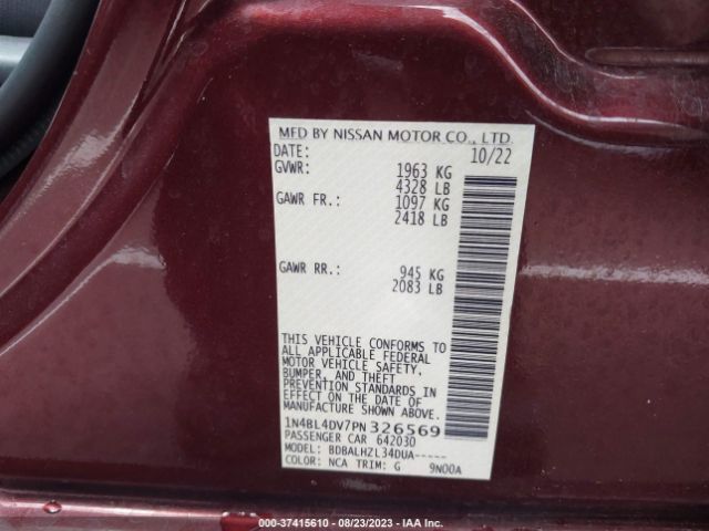 1N4BL4DV7PN326569 Nissan Altima 2.5 Sv