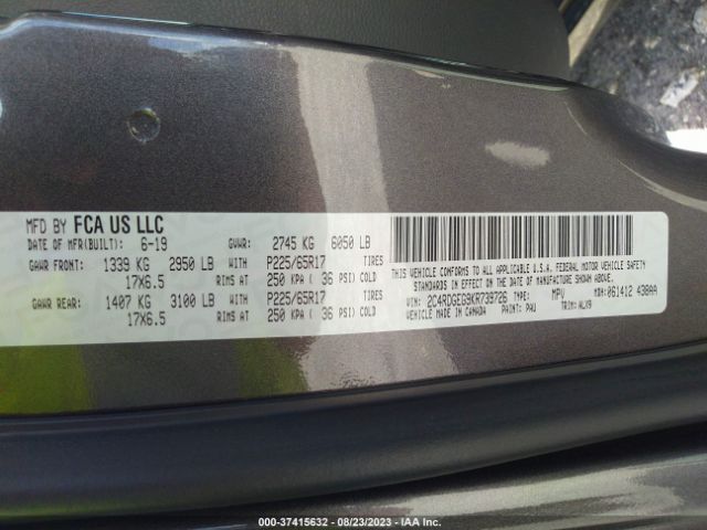 2C4RDGEG9KR739726 Dodge Grand Caravan Gt