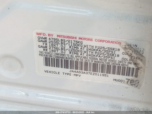 2014 MITSUBISHI OUTLANDER JA4AD3A37EZ011951 Photo 8