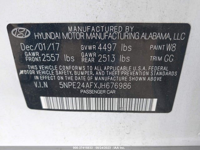Hyundai SONATA SE 2018 5NPE24AFXJH676986 Image 9