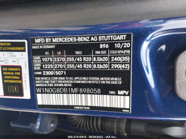 W1N0G8DB1MF898058 Mercedes-Benz Glc Glc 300