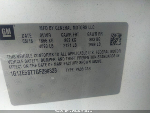Chevrolet MALIBU LT 2016 1G1ZE5ST7GF299323 Image 9