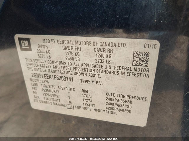 Chevrolet EQUINOX LS 2015 2GNFLEEK1F6269141 Image 9