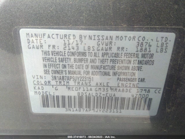 Nissan SENTRA SV 2018 3N1AB7AP9JY223151 Image 16