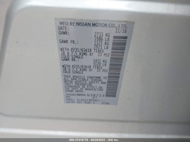 5N1DR2MM9HC638723 Nissan Pathfinder Sv