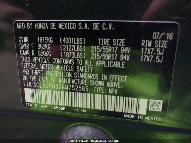 Honda HR-V 2016 3CZRU5H32GM752565 Image 21