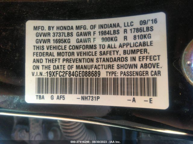 19XFC2F84GE088689 Honda Civic Sedan Ex