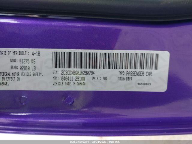 2C3CDXBG0JH290794 Dodge Charger Sxt