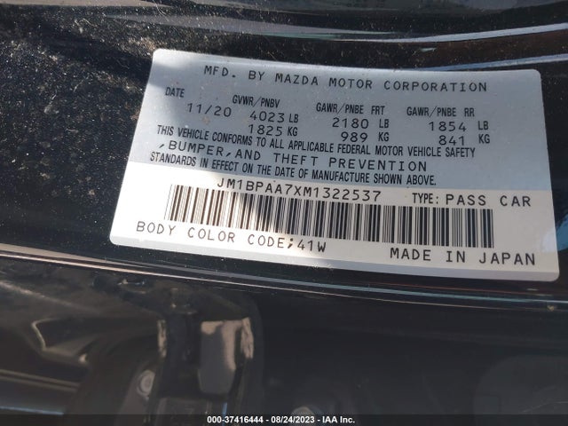 2021 MAZDA MAZDA3 SEDAN 2.0 VIN: JM1BPAA7XM1322537