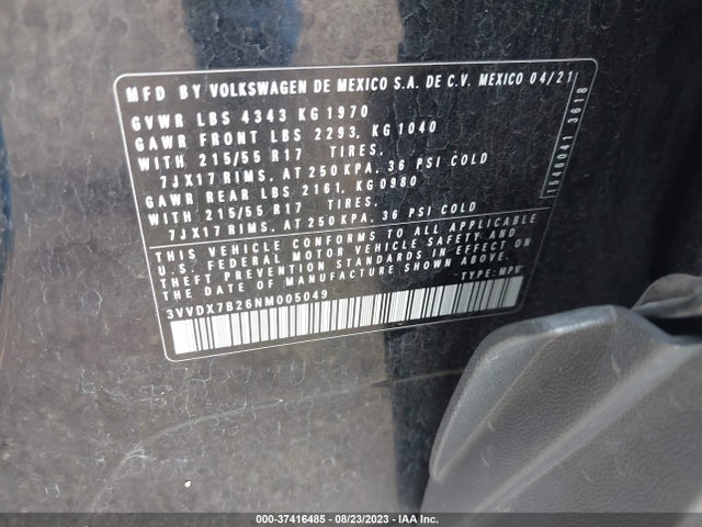 3VVDX7B26NM005049 Volkswagen TAOS S