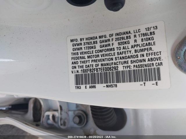 19XFB2F87EE006292 Honda Civic Sedan Ex
