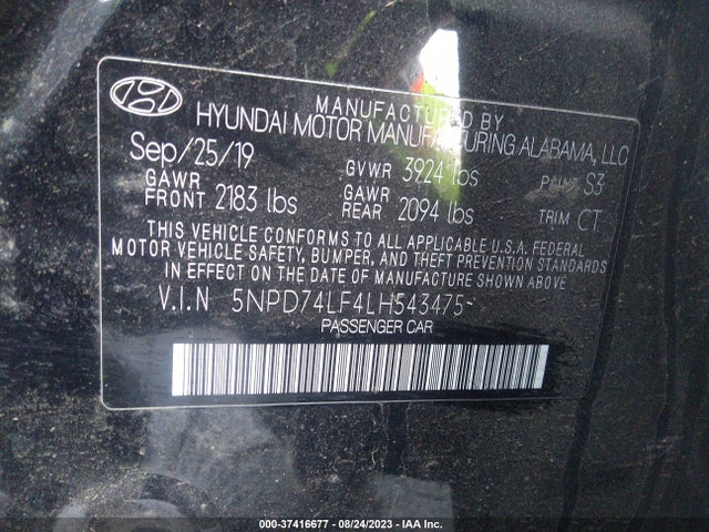 Hyundai ELANTRA SE 2020 5NPD74LF4LH543475 Image 9