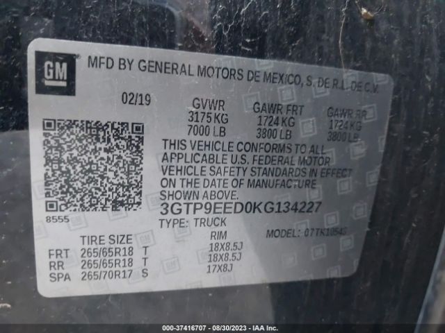 3GTP9EED0KG134227 GMC Sierra 1500 At4