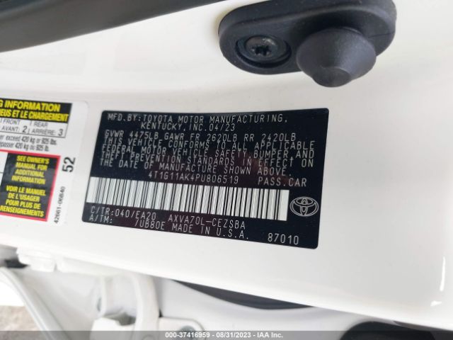4T1G11AK4PU806519 Toyota Camry Se/se Nightshade