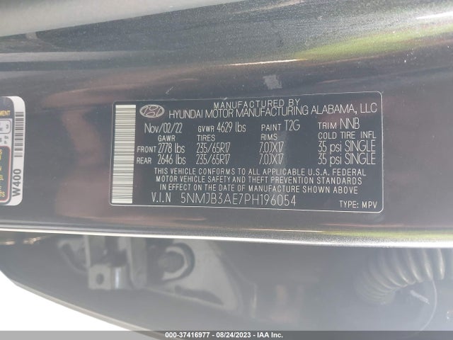 2023 HYUNDAI TUCSON SEL VIN: 5NMJB3AE7PH196054