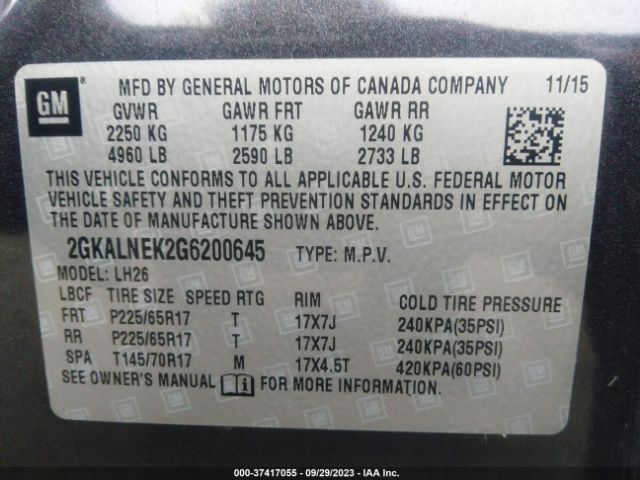 2GKALNEK2G6200645 GMC Terrain Sle