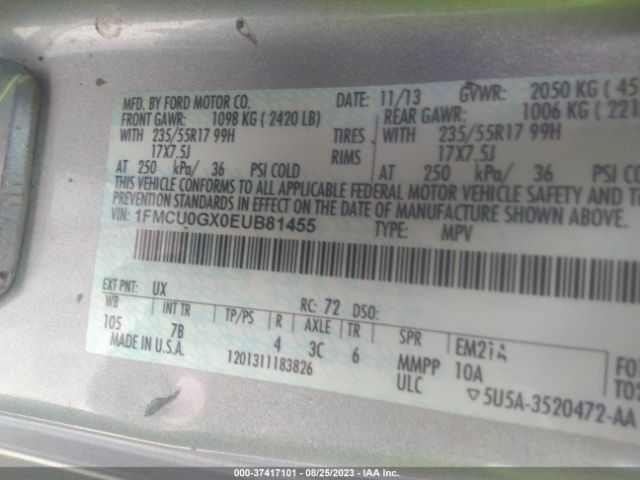 1FMCU0GX0EUB81455 Ford ESCAPE SE