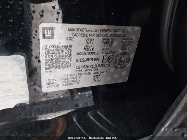 1GKS2GKC1LR292751 GMC Yukon Xl Slt