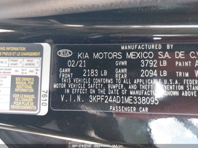 3KPF24AD1ME338095 KIA Forte Lxs