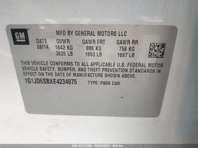 Chevrolet SONIC LT 2014 1G1JD6SBXE4234875 Image 9