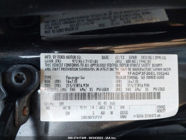 Ford FOCUS SE 2014 1FADP3F26EL105242 Image 10