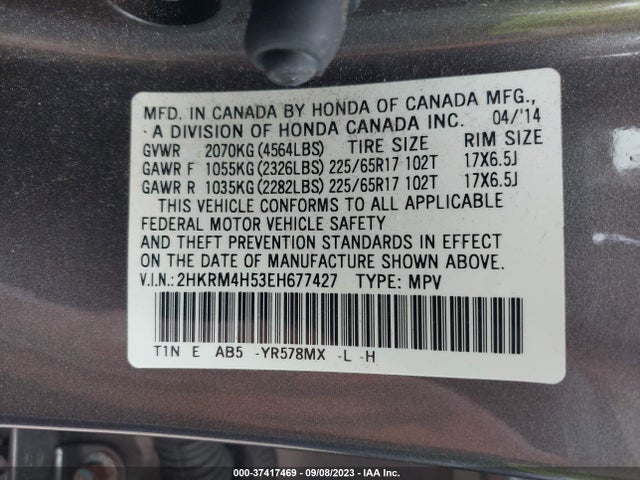 Honda CR-V EX 2014 2HKRM4H53EH677427 Image 9