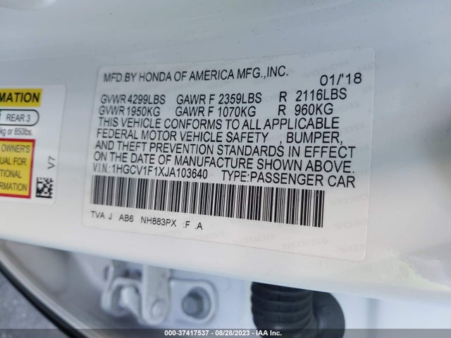 Honda Accord Sedan Lx 1.5t 2018 1HGCV1F1XJA103640 Image 16