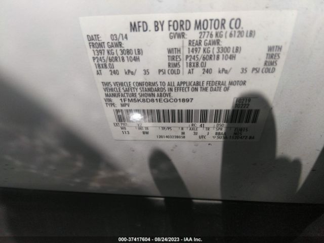 1FM5K8D81EGC01897 Ford EXPLORER XLT
