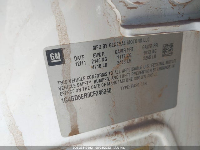 2012 BUICK LACROSSE PREMIUM 1 VIN: 1G4GD5ER0CF248348