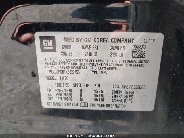 Chevrolet Trax Lt 2019 KL7CJPSB1KB829455 Image 9