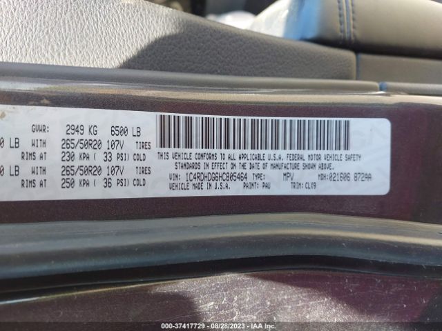 1C4RDHDG6HC805464 Dodge DURANGO GT