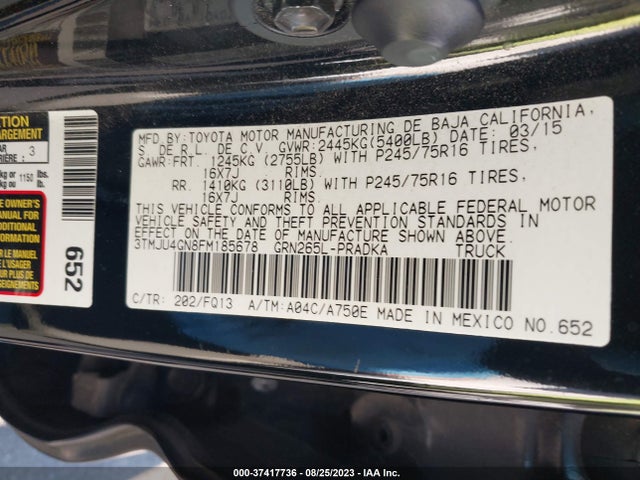 Toyota Tacoma Prerunner 2015 3TMJU4GN8FM185678 Image 15