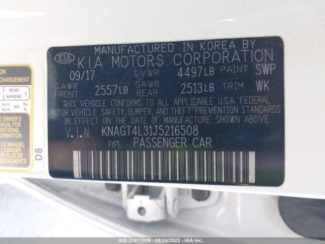 KNAGT4L31J5216508 KIA Optima Lx