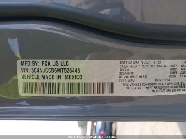 3C4NJCCB6MT526448 Jeep Compass Limited