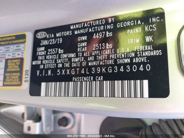5XXGT4L39KG343040 KIA Optima Lx
