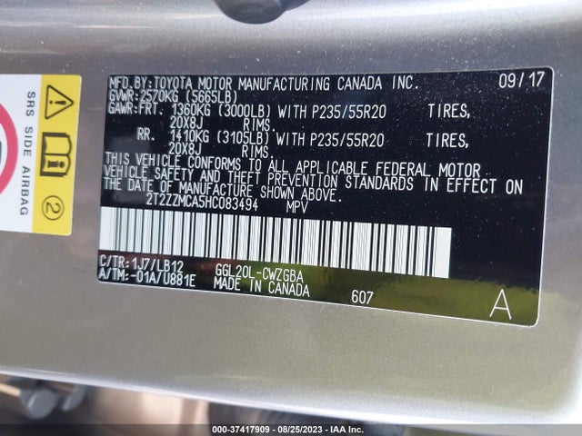 2T2ZZMCA5HC083494 Lexus Rx Rx 350