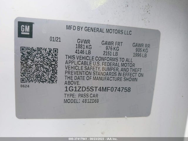 Chevrolet MALIBU LT 2021 1G1ZD5ST4MF074758 Image 9