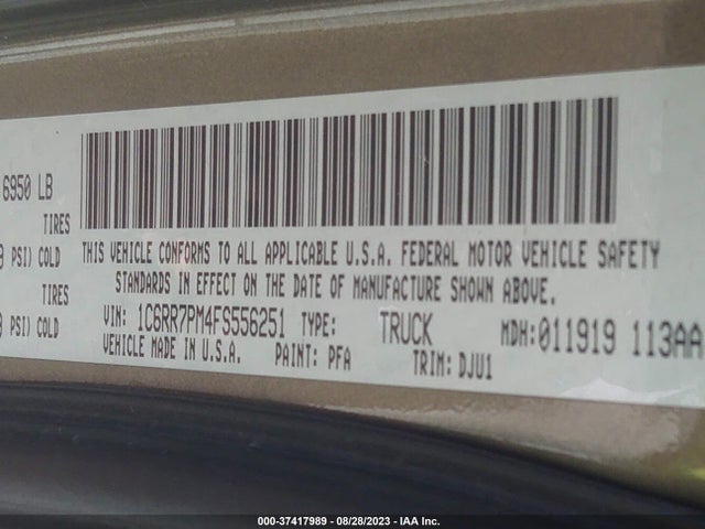 2015 RAM 1500 LARAMIE LONGHORN VIN: 1C6RR7PM4FS556251