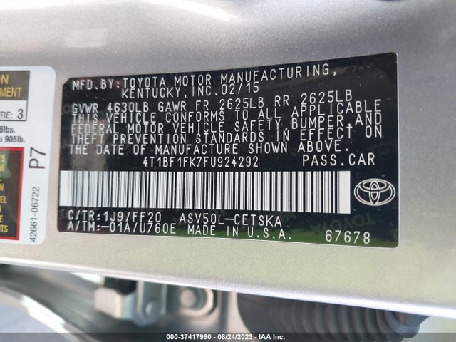 Toyota 2ar-fe 2015 4T1BF1FK7FU924292 Image 21