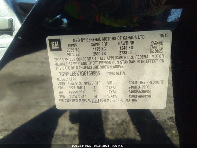 Chevrolet EQUINOX LS 2016 2GNFLEEK7G6169966 Image 9