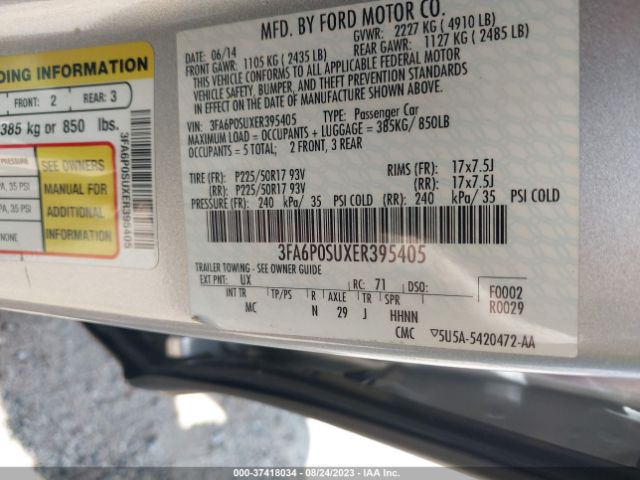 3FA6P0SUXER395405 Ford Fusion Energi Titanium
