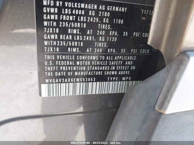 WVGAV3AX6EW553853 Volkswagen TIGUAN SE