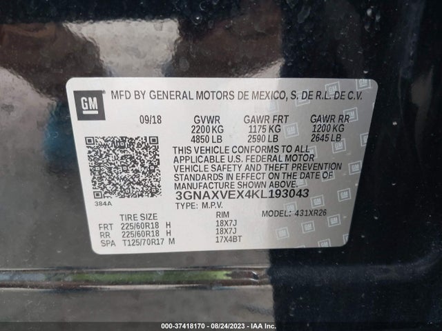 Chevrolet EQUINOX LT 2019 3GNAXVEX4KL193043 Image 9