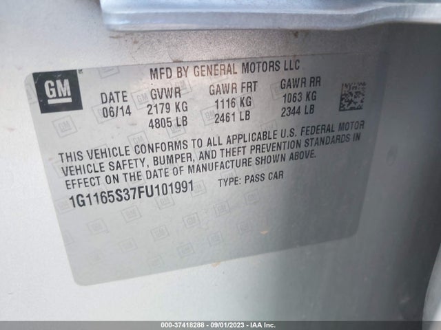 Chevrolet IMPALA LTZ 2015 1G1165S37FU101991 Image 9
