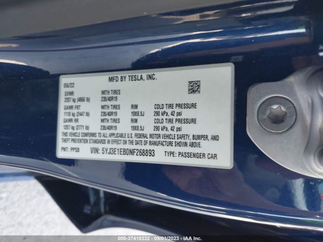 5YJ3E1EB0NF268893 Tesla Model 3 Long Range