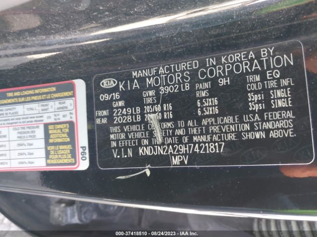 KNDJN2A29H7421817 KIA Soul Base