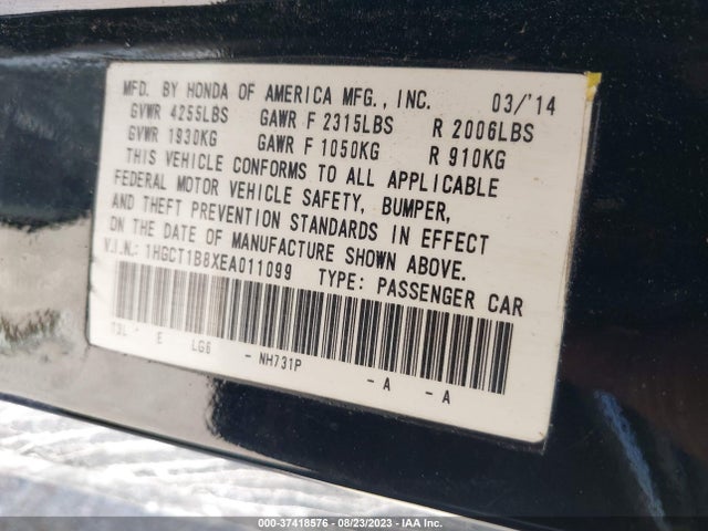 Honda Accord Coupe Ex-l 2014 1HGCT1B8XEA011099 Image 9