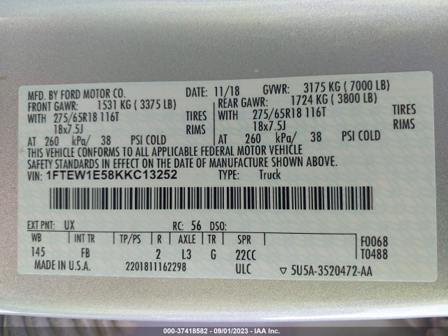 Ford F-150 Xl/xlt/lariat 2019 1FTEW1E58KKC13252 Image 15