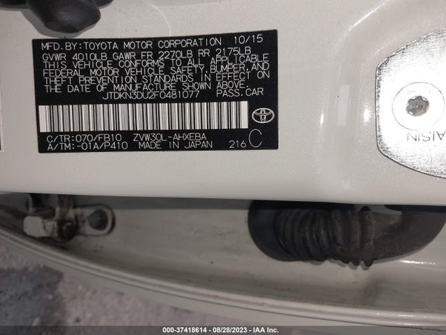 Toyota Prius Four 2015 JTDKN3DU2F0481077 Image 9